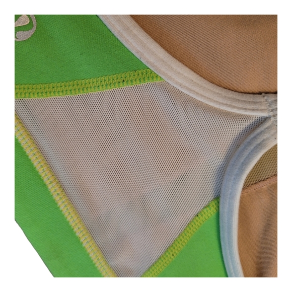 Lululemon Flow Y Bra IV Neon Green White Size 8 Racerback Sports Bra EUC - Picture 7 of 16
